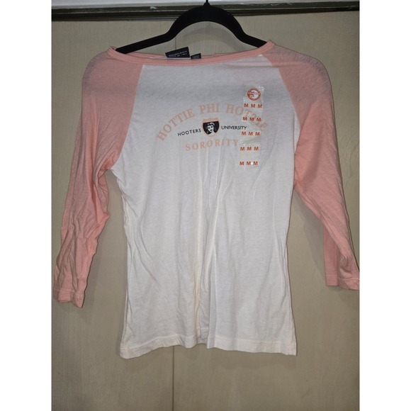 M&M'S Other - Vintage Hooters Hottie Phi Sorority University Raglan T Shirt Pink White Medium